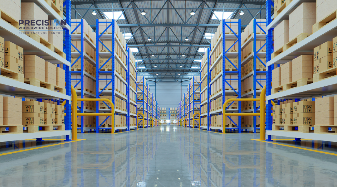 Organized warehouse with fewer shipments showing reduced handling and storage needs

