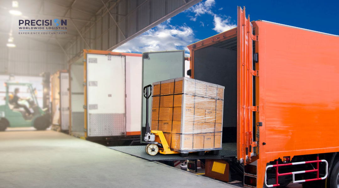 freight consolidation showing smaller shipments being sorted and loaded into one truck