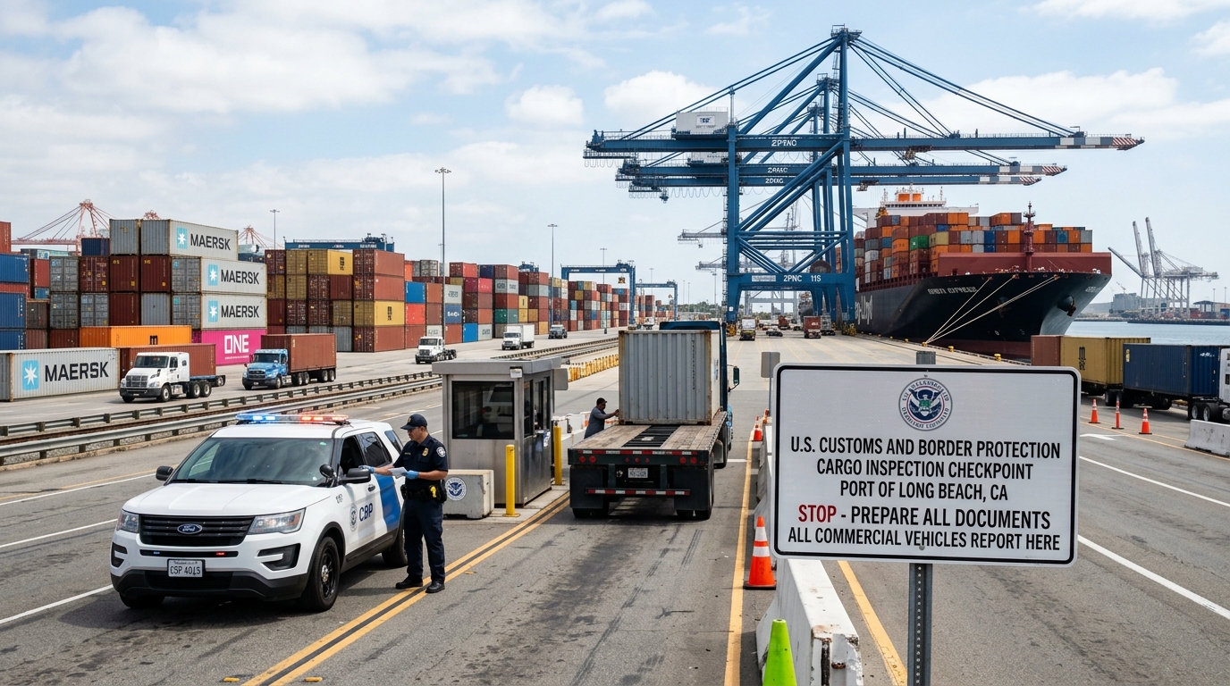 Container at customs hold checkpoint, Port of Long Beach — Precision Worldwide Logistics