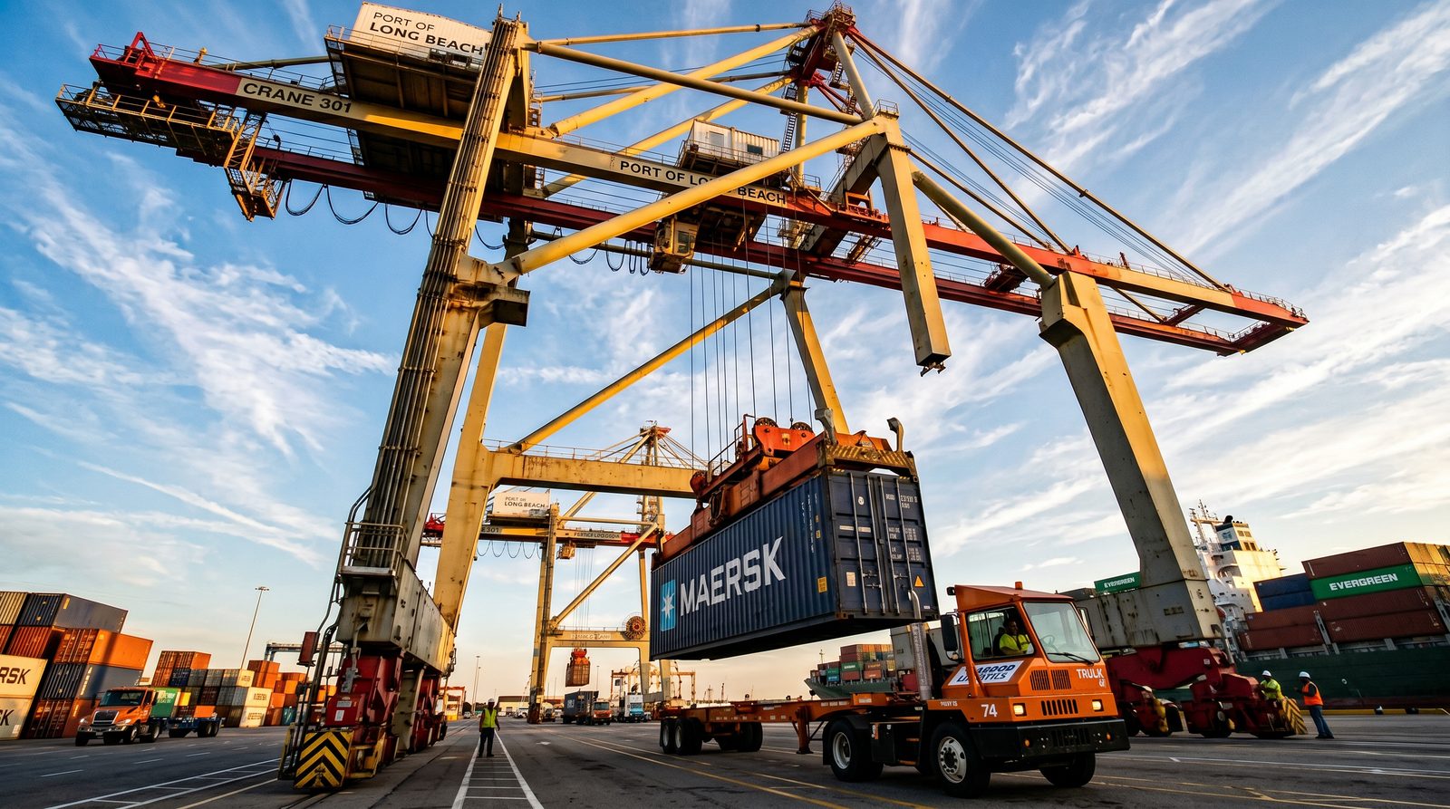POLB gantry crane loading container