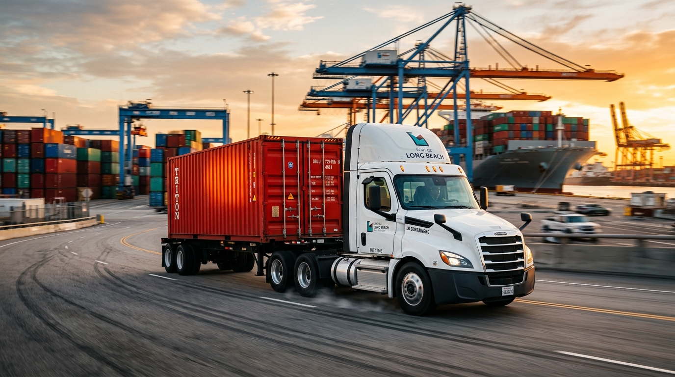 Same-day drayage truck at Port of Long Beach — Precision Worldwide Logistics