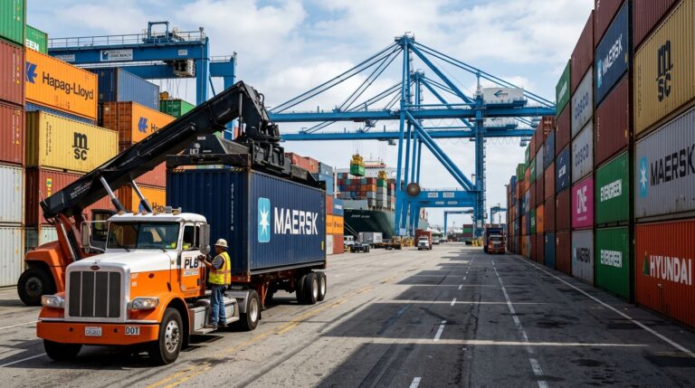 Port of Long Beach terminal with container cranes — drayage guide by Precision Worldwide